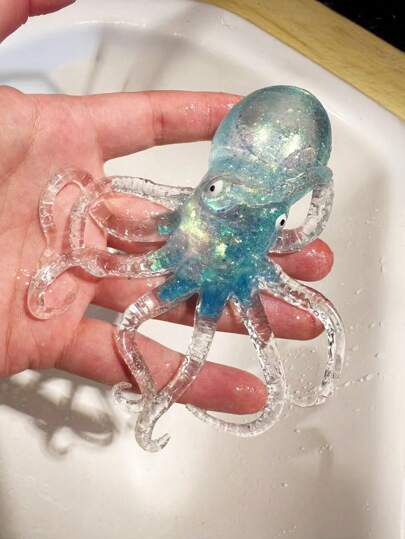 1 st glitterkristall blinkande simulerad bläckfisk och axolotl, mjuk och långsam rygg, klibbig stresslindrande leksak, Taba Squishy, bärbara fidget-klämleksaker för resor, Squisy, perfekt för alla åldrar autism, perfekta julklappar, söta saker, födelsedagspresenter, påskpresenter, halloweenpresenter, julklappar, julstrumpfyllningar, fidget-leksaker, barnfestgåvor, blå för pojkar, rosa för flickor, barnspel, barnleksaker, pojkspel, flickspel, barnspel.