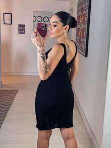 Vestido Feminino Alcinha Midi com detalhes nas pontas Festa