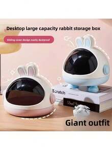 1 Set Organizador de escritorio con tapa de gran capacidad, estilo lindo de dibujos animados en rosa y azul, adecuado para almacenamiento diario en el escritorio