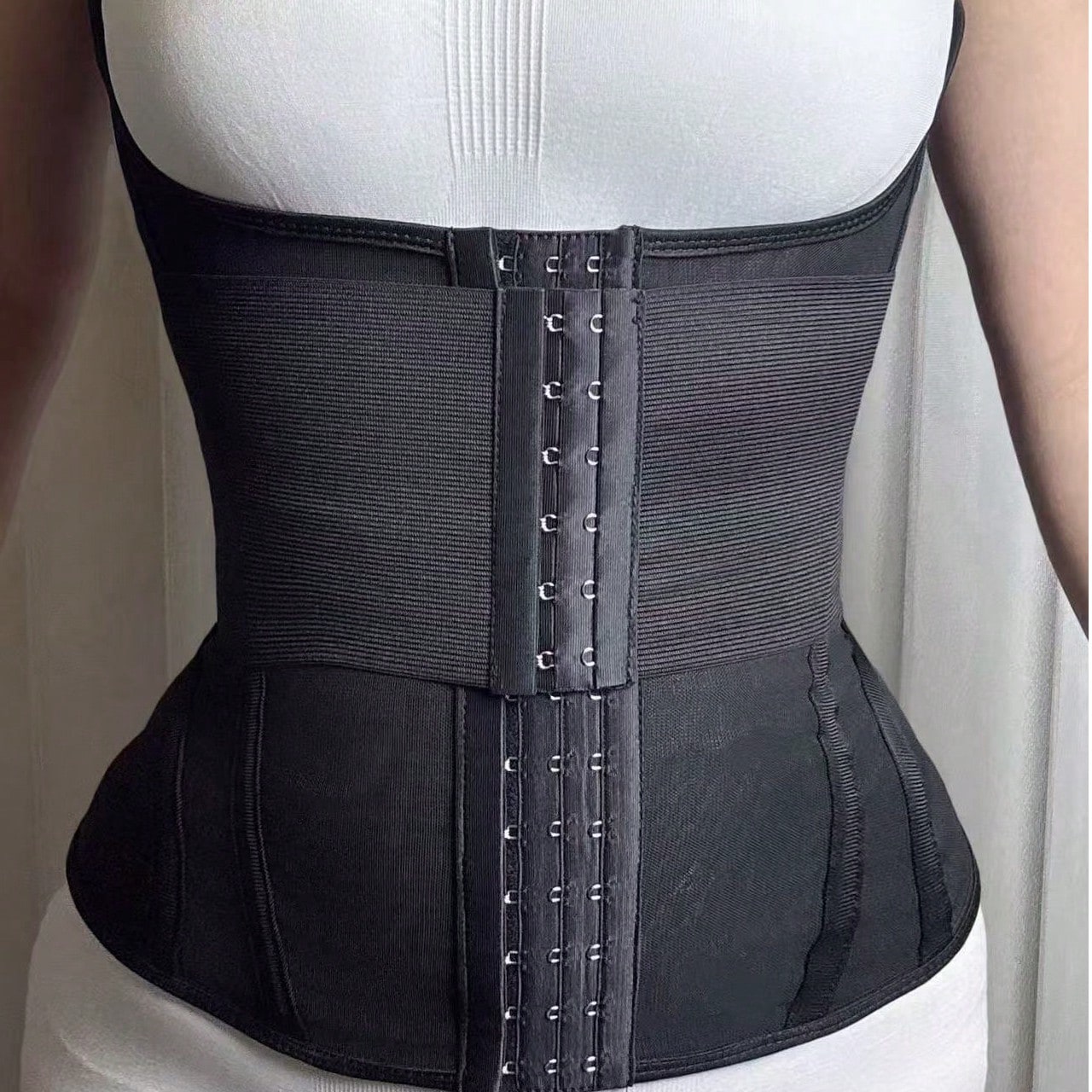 Entrenador de cintura con compresión de doble capa, con busto en forma de U que levanta, cintura delgada, adecuado para deportes y fitness, color neg