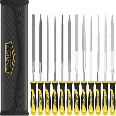 TARIST Metal File Set, 3-Piece, 8-Inch,Professional Carbon Steel File, Includes Flat_Half-Round_Round,Work For Metal, Wood And More