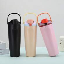 Owa La Style 30oz Stainless Steel Tumbler With Straw & Handle – Large Capacity Insulated Water Bottle, Flip-Top Leak-Proof Lid, Portable Travel Mug For Car, Outdoor, Office