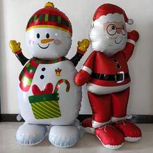 1pc/3pcs Large Standing Balloon Decorations In Various Styles For Christmas, Featuring Cartoon Santa Claus And Snowman 4D Foil Balloons With "Merry Christmas" Design, Suitable For Home Decoration. Home & Living > Holiday And Party Supplies > Balloons > Decorative Balloons - Multicolor - View 3