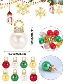 20/50 件圣诞水钻吊坠珠，圣诞节多色亚克力饰品，用于珠宝制作、耳环项链手链 DIY 珠宝制作工艺用品配件、圣诞礼物 - 聖誕節ABS仿珍珠吊墜 - 查看 3