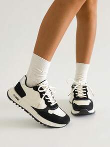 SRSOO 2025复古德式运动鞋，厚底厚底运动鞋，春秋女鞋 - 黑與白 - 查看 3