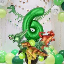 19 件绿色恐龙主题铝箔气球套装，生日、新年、周年派对装饰，生日气球 - 彩色 - 查看 15