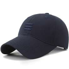 Gorras de béisbol con bordado de tres líneas horizontales, sombreros casuales ajustables para exteriores, primavera y otoño, sombrero protector solar - Azul Marino - Ver 2