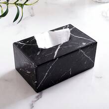 1pc Marble Pattern Leather Tissue Box Cover, Durable & Fashionable For Home And Hotel Use, Suitable For Bedroom, Living Room And Car Decor, Marble Texture Box, Stylish Design, Tissue Box Decor, Modern Kitchen And Dining Room Decor, Rectangular Marble Textured Tissue Box Holder