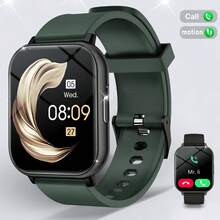1 件男女通用舒适硅胶表带智能手表，升级版配备无线通话、计步器、卡路里计数器、运动追踪、多种运动模式、远程摄像头、音乐控制、闹钟、通知、180mAh 锂离子电池、1.83 英寸全屏触摸显示屏，兼容 Android 和 IOS，适合作为节日礼物