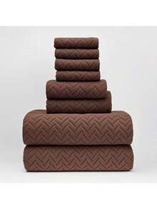 Juego de 8 toallas de felpa de coral, 2 toallas de baño extra grandes, 2 toallas y 4 toallas de mano, suave y absorbente juego de toallas de baño para salón de belleza, hotel, deportes, artículos esenciales para el hogar, toalla, cuidado de la piel