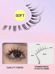 五对一体式假睫毛，细腻有弹性，配有细长黑色手柄，不刺激，睫毛下垂者的必备品，约会和旅行的必备品。 - 彩色 - 查看 5