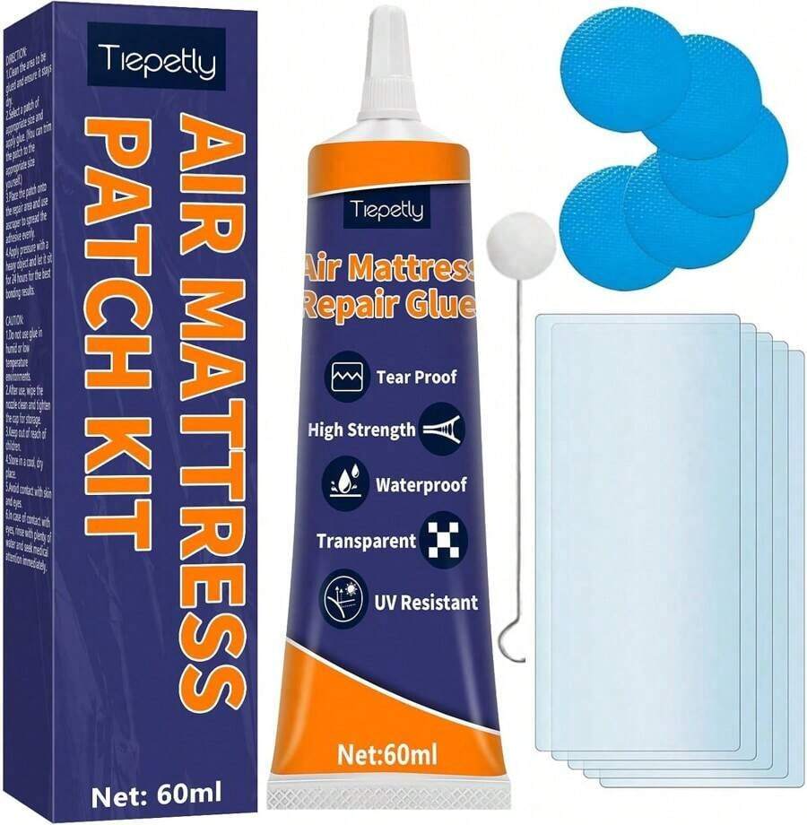 Tiepetly Air Mattress Patch Kit, Waterproof Pool Liner Patch Kit, Heavy Duty Repair Patch For Air Mattress, Iatables, Hot Tub, PVC, Vinyl, And Rubber Products