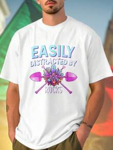 Easily Distracted By Rocks Maglietta Uomo Divertente Idea Regalo Moda Estiva T Shirt Casual Amanti Natura Abbigliamento Confortevole  Shopping Online Offerta Speciale