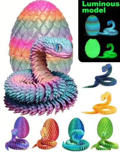 2/3pcs 30cm Curly Snake Statue - 3D Printed Snake Toy With Snake Egg, Mythical Creature Design, Home Decor Stress Relief Toy, Suitable For Christmas, For Ages 14+ (Random Eye Color), Fidget Toy,3D Printed Animals-Snake Viper,3d Snake,Mini 3d Printed Animals,3d Printed Snakes,3d Printed Snake With Egg