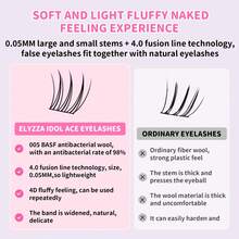ELYZZA Idol Lash Extension Kit 10-12mm C+ Curl Eyelash Clusters With Thin Band Cluster Lashes Extensions With Bottom Lashes Lash Bond For DIY Individual Lashes At Home - Lash With BondRemover - 查看 6