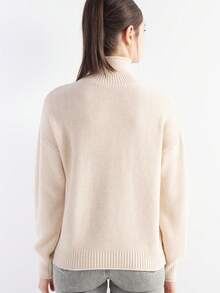 Damen Merino Wolle Blend Pullover 2025 Herbst Winter Rollkragen Loose Fit Langarm Strick Pullover