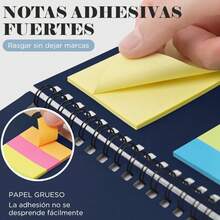 Libreta 3 piezas 70 hojas de bolsillo con notas adhesivas y boligrafo incluido set compacto ideal para oficina viaje escuela y uso diario cuadernos portatiles con adhesivos para recordatorios boligrafo incluido funcional y diseño practico para regalar - Azul Marino - Ver 3