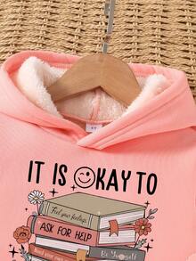 幼儿卡通印花保暖连帽衫和运动裤套装 - 粉色 - 查看 3