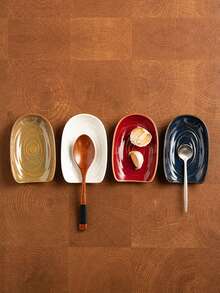 Portautensili da cucina in ceramica, supporto per mestoli, portacucchiaio da zuppa in ceramica vintage, vassoio per mestoli, vassoio portaoggetti per stoviglie, piatto di appoggio per cucchiai da caffè e dolci, regalo ideale per la Festa della Mamma e il Natale, design multicolore cotto in forno vintage