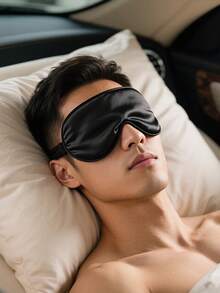 1pc Double-Sided Silk-Like Eye Mask, Breathable Blackout Sleep Mask For Travel, Rest, Office Nap, Airplane