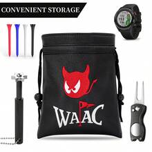 Golf Valuables Pouch, Golf Tee Pouch With Drawstring Closure Golf Ball Handbag Portable Ball Pouch - Black - View 5