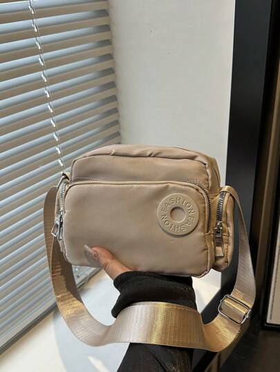 Monedero de hombro mini, diseño clásico de moda con letra en tela de nailon de unicolor, cierre con cremallera, bolsillo múltiple, bolso casual adecuado para deportes al aire libre, viajes, compras, ir al trabajo, fiestas, citas y otras ocasiones