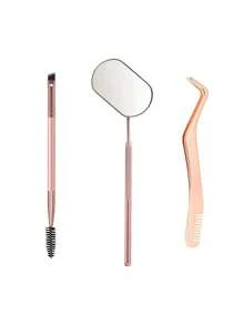 3pcs Eyelash Mirror + Eyelash Brush + Eyelash Curler, Makeup Mirror Eyelash Extension Inspection Tools, Stainless Steel Eyelash Mirror, Anti-Fog Handheld Eyelash Mirror, Convenient Makeup Mirror, Eyelash Tools, Eyelash Brush.,Makeup,Cheap,Room Decor,Vanity,Travel,Bedroom,Makeup Accessories,Mirror,Vanity Mirror,Mini Mirror,Compact Mirror,Mirror Small,Hand Mirror