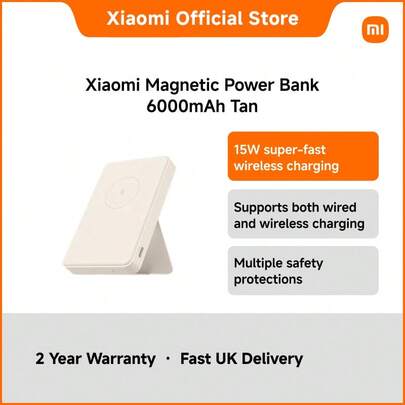 Xiaomi Magnetic Power Bank 6000mAh – Portable Wireless Charger With 15W Max Output USB-C Fast Charging Slim Design 2-Way Charging 23.22Wh Battery Magnetic Attachment For Phones Travel Backup Power Supply