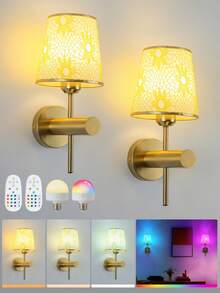 Lampe murale à piles, lampe murale sans fil avec luminosité réglable, ampoule détachable et rechargeable avec télécommande, lampe murale 15 couleurs pour chambre à coucher, salon, couloir