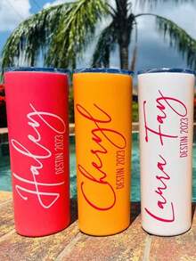 1pc 20oz/600ml Personalized Tumbler, Custom Name Straight Cup, Reusable All-Season Drinking Cup, Cute Birthday Holiday Family Gathering Gift, For Restaurant Bedroom Office Teahouse Home School - Multicolor - View 3