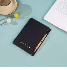 Libreta 3 piezas 70 hojas de bolsillo con notas adhesivas y boligrafo incluido set compacto ideal para oficina viaje escuela y uso diario cuadernos portatiles con adhesivos para recordatorios boligrafo incluido funcional y diseño practico para regalar - Negro - Ver 4