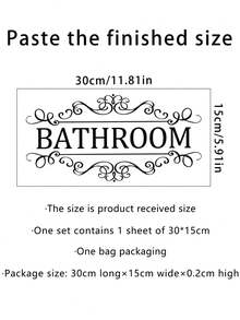 1pcs PVC Letter Print Bathroom Wall Stickers, Self-Adhesive Door Decoration Toilet Decoration, Stickers, Wall Stickers, Vinyl Decals For Home Decoration, Spring Decorations Give Your Home A New Look, Holiday Decoration Stickers Gifts Birthday Graduation