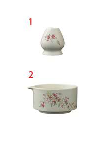 1件/3件/4件汝窑桃花陶瓷抹茶四件套，包含抹茶碗、抹茶打蛋器、抹茶杯、用于抹茶冲泡、甜点和茶饮制作的搅拌器，日式礼盒抹茶茶道套装，宋代抹茶打蛋器工具套装，重返校园 - 彩色 - 查看 19