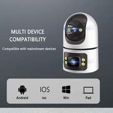 4MP 双镜头 WiFi 安全摄像头，支持 AI 人体追踪、彩色夜视和双向音频，适用于家庭安全 - 白色 - 查看 9