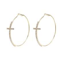 1 Pair & Unique Cross Design Women Hoop Earrings