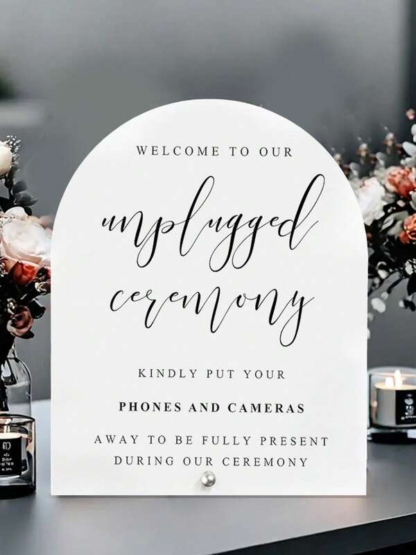 1pc Acrylic Wedding Sign - "Pull The Plug Ceremony" Funny Welcome Message, Suitable For Wedding, Living Room Or Bedroom Decor, Wedding Decoration, 2D Flat, Great For Room Decor Table Decoration