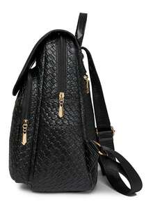 Women's Soft Leather Backpack, Large Capacity Ladies Backpack, Casual Travel Backpack For Women, Girl Backpack - Black - View 3