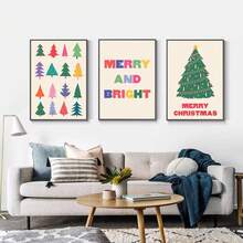 1PC Christmas Tree Flower Market Candy Gift Party Christmas Poster Printing Canvas Painting Nordic Mural Living Room Home Decoration Pictures