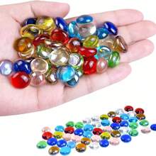 200 克/7.05 盎司透明玻璃珠，混合颜色平面马赛克碎片，适用于 DIY 工艺品、花园风景、花瓶装饰 - 什锦可熔玻璃用品 - 彩色 - 查看 3