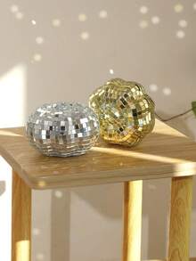 1 pieza Decoración creativa con diseño de calabaza con láser dorado y plateado con reflejo de espejo, adecuado para fiestas festivas, salas de baile, decoraciones de bar, decoraciones de calabaza con láser disco, decoración retro para el hogar, adornos de mesa, decoración con tema disco, suministros para fiestas de cumpleaños y bodas, decoración de Acción de Gracias y Festival de la Cosecha (Regalos de cumpleaños)