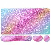 Large Keyboard Mouse Pad Set, Extended Mouse Pad+Keyboard Wrist Rest Support, Memory Foam Ergonomic Easy Typing, 4Pcs (35.4*15.9 In) Desk Pad Set For Home Office Study Game - Colorful-671326 - Colorfulsands - View 1