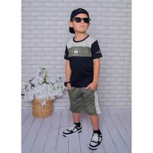 Children's Clothing Set For Boys - 綠色和黑色 - 查看 3