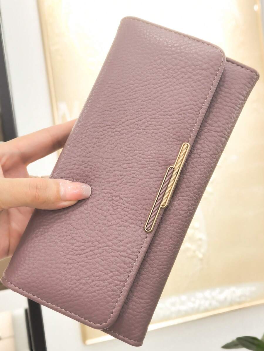 新款女士PU软皮长款钱包 时尚休闲大容量多功能手拿包卡包证件套 方便携带 适合作为节日礼物 女士钱包 钱包 钱包 秋季钱包 - 紫色 - 查看 1