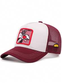 1 件华纳兄弟卡通刺绣棒球帽，户外运动活动网眼棒球帽，街头服饰