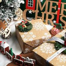 1M/3M 300cm*43cm, Papel Kraft Natural para Embrulho de Presente em Árvore de Natal Vintage, Árvore de Natal Branca, Rena, Floco de Neve, Embalagem para Presente, Decoração de Presente Faça Você Mesmo, Natal e Dia dos Namorados - Multicolorido - Ver 5