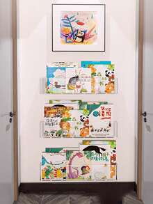 1pc Acrylic Wall Mounted Book Display Shelf, Transparent Simple No-Drill Wall Hanging Magazine/Children's Book Rack