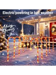 Solar-Powered Christmas Candy Cane Lights Set - 5pcs Warm White LED Outdoor Decor For Yard, Garden & Tree, Christmas Decor