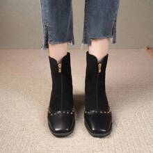 2025 Autumn And Winter New All-Match Temperament Boots Women's Thick Heel All-Match Popular Fashion Boots