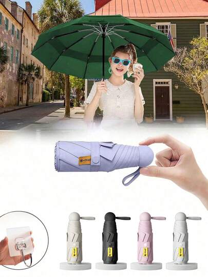 Small Folding Umbrella, Mini Pocket Waterproof Portable Travel Umbrella,Sun Umbrella Female Sunscreen UV Protection Sun And Rain Umbrella Two-In-One Mini Five-Fold Ultra-Light And Compact Portable,Mini Travel Umbrella, Small And Compact Portable Umbrella For Sunny And Rainy Days, Windproof Sunshade, 99% UV Protection, Suitable For Women And Men Umbrella For Women Umbrella Rainproof Windproof
