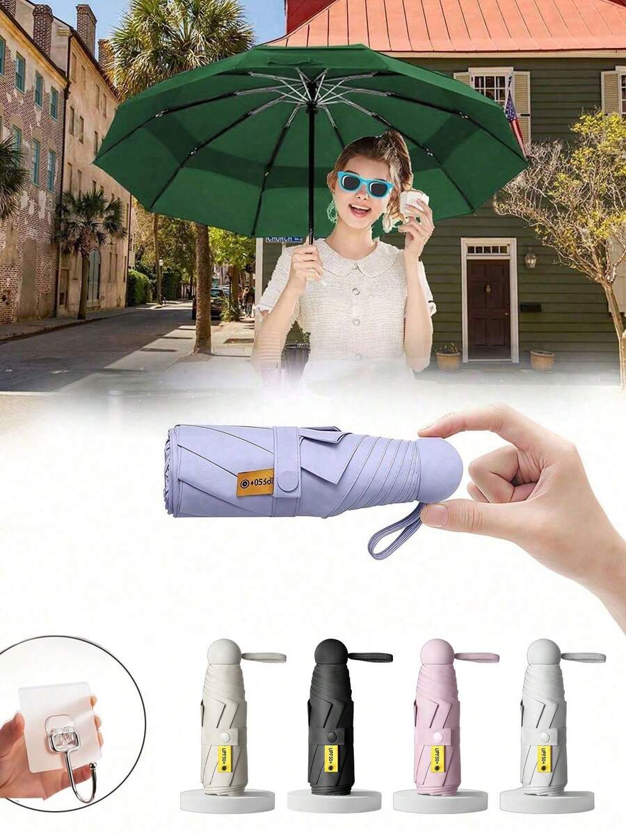 Small Folding Umbrella, Mini Pocket Waterproof Portable Travel Umbrella,Sun Umbrella Female Sunscreen UV Protection Sun And Rain Umbrella Two-In-One Mini Five-Fold Ultra-Light And Compact Portable,Mini Travel Umbrella, Small And Compact Portable Umbrella For Sunny And Rainy Days, Windproof Sunshade, 99% UV Protection, Suitable For Women And Men Umbrella For Women Umbrella Rainproof Windproof